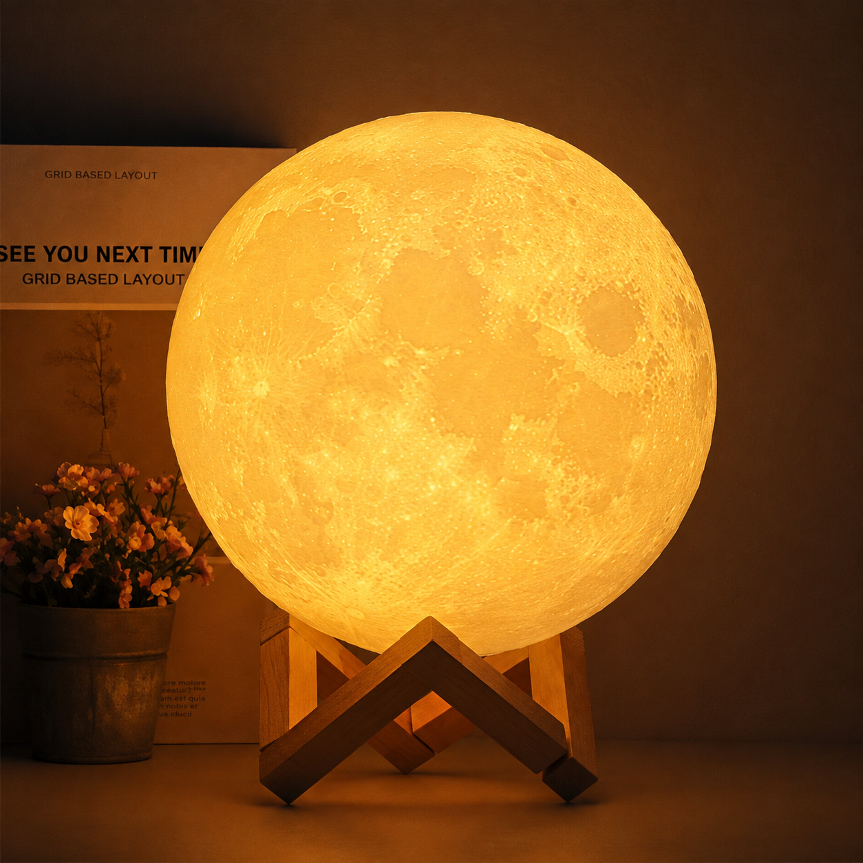 Lunéa™ – Lampe Lune 3D Tactile