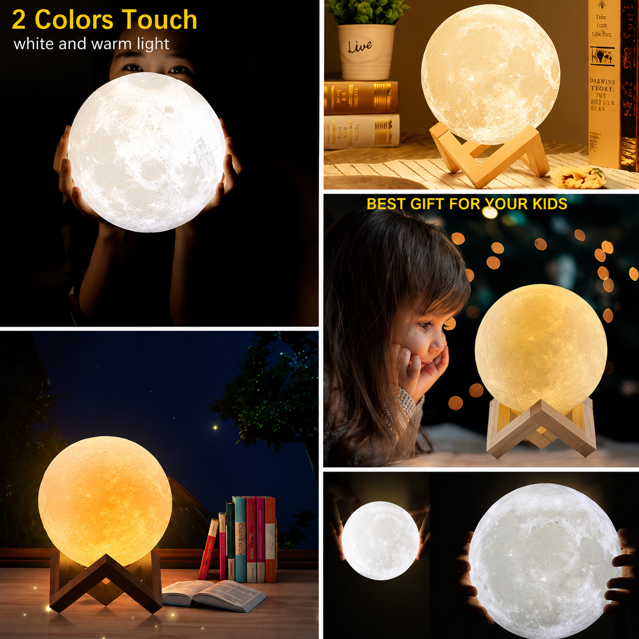 Lunéa™ – Lampe Lune 3D Tactile