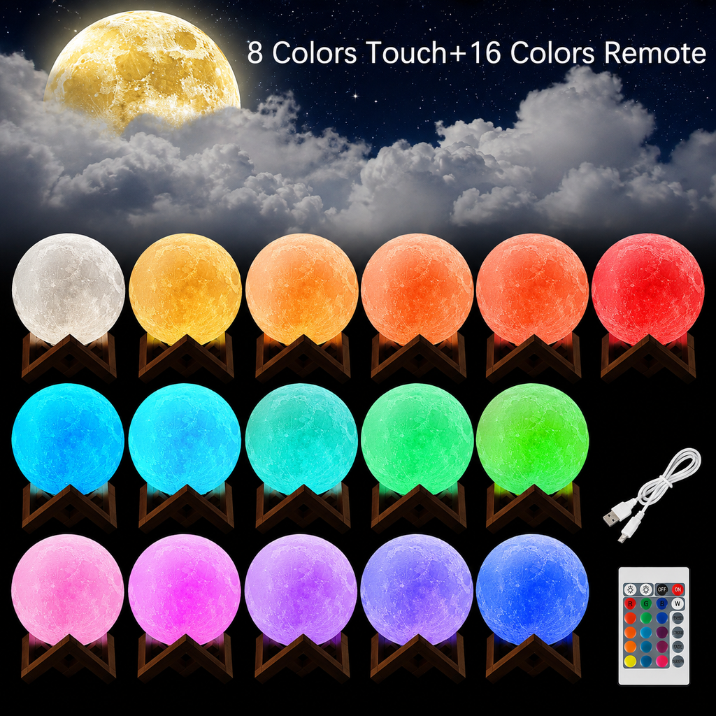 Lunéa™ – Lampe Lune 3D Tactile