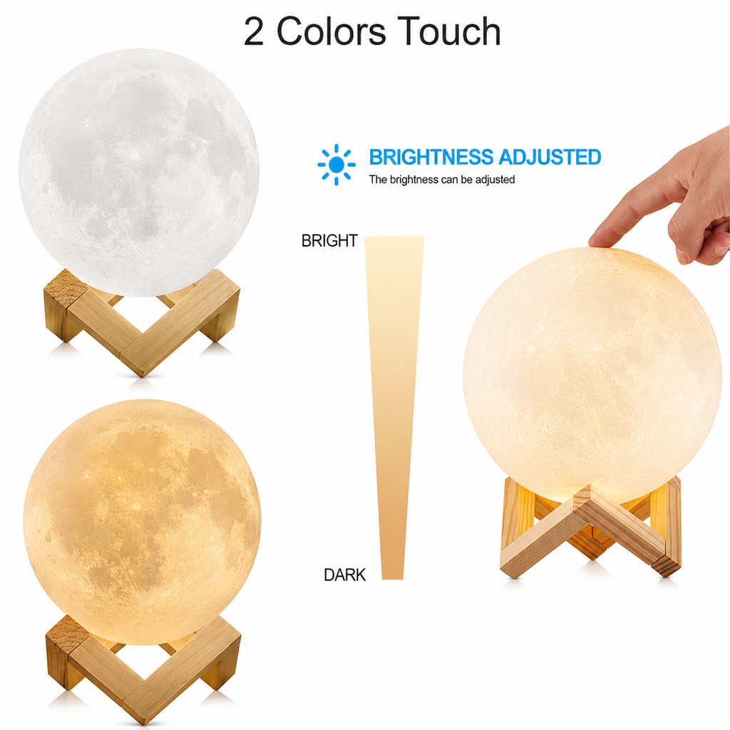 Lunéa™ – Lampe Lune 3D Tactile