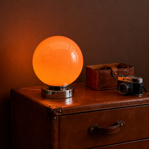 Lampe Ambre Céleste — Bureau Vintage en Verre